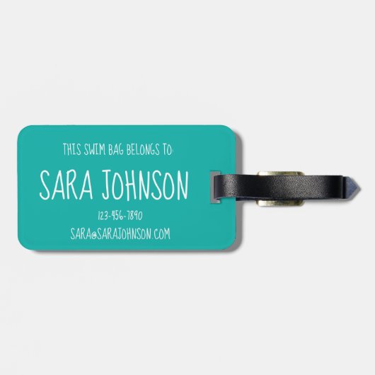 Personalisiertes Schwimmbäckerchen Synchronschwimm Gepäckanhänger (Rückseite horizontal)