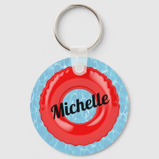 Personalisiertes Schwimmbad Rote Tube Schlüsselanhänger (Vorderseite)