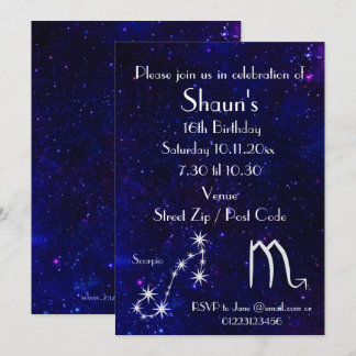 Personalisiertes Scorpio Zodiac Galaxy Party Einladung