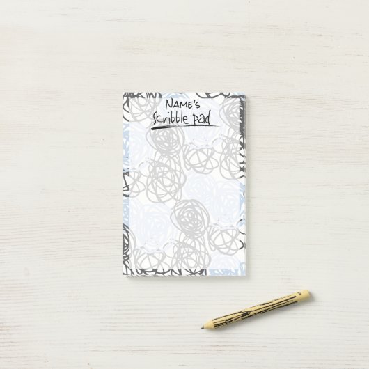 Personalisiertes Scribble Pad (Blau/Kohle) Post-it Klebezettel (Auf Schreibtisch)