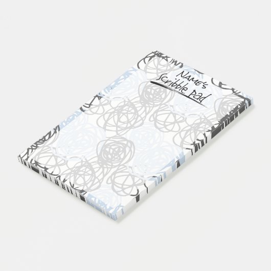 Personalisiertes Scribble Pad (Blau/Kohle) Post-it Klebezettel (angewinkelt)