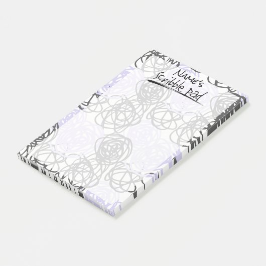 Personalisiertes Scribble Pad (Lila/Kohle) Post-it Klebezettel (angewinkelt)