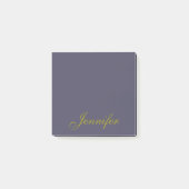 Personalisiertes Script Blue Gold  Post-it Klebezettel (Vorderseite)