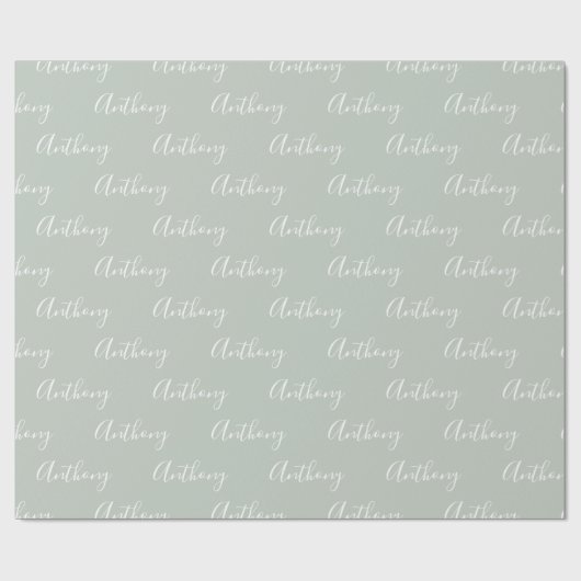 Personalisiertes Script Green Elegant Geschenkpapier (Flach)