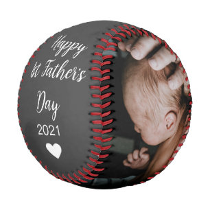Personalisiertes Script Happy 1. Vatertag Foto Baseball