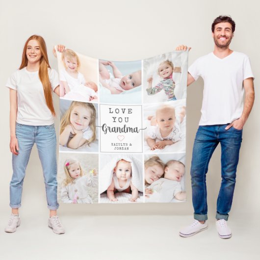 Personalisiertes Script Liebe You Oma 8 Foto Fleecedecke (Beispiel)