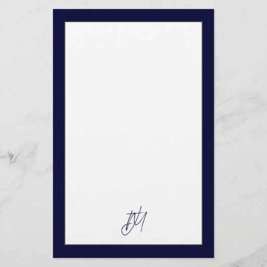 Personalisiertes Script Monogram Navy Blue Briefpapier (Rückseite)