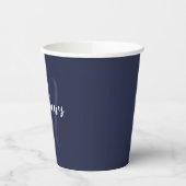 Personalisiertes Script Monogram und Name Navy Blu Pappbecher (Links)