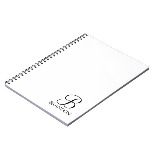 Personalisiertes Script Monogram und Name Notebook Notizblock (Linke Seite)