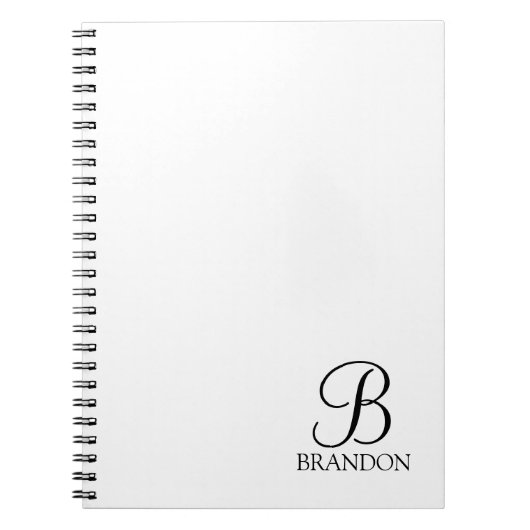 Personalisiertes Script Monogram und Name Notebook Notizblock (Vorderseite)