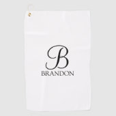 Personalisiertes Script Monogramm und Golf Handtuc Golfhandtuch (Vorderseite)