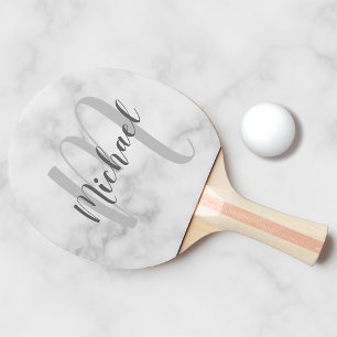 Personalisiertes Script Monogramm und Namensmarbil Tischtennis Schläger