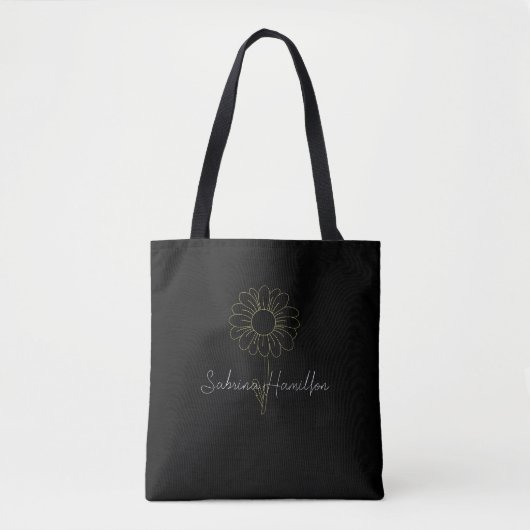 Personalisiertes Script Niedlich Daisy Black Elega Tasche (Vorderseite)