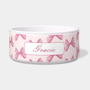 Personalisiertes Script Rosa Bow Dog Napf