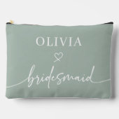Personalisiertes Script-Sage Bridesmaid-Geschenk Zubehörtasche (Vorderseite)