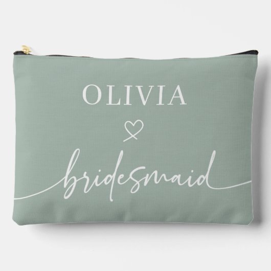 Personalisiertes Script-Sage Bridesmaid-Geschenk Zubehörtasche (Vorderseite)