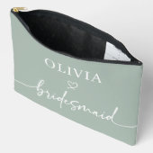 Personalisiertes Script-Sage Bridesmaid-Geschenk Zubehörtasche (Offen)