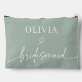 Personalisiertes Script-Sage Bridesmaid-Geschenk Zubehörtasche (Rückseite)