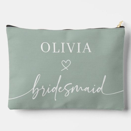 Personalisiertes Script-Sage Bridesmaid-Geschenk Zubehörtasche (Rückseite)
