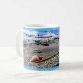 Personalisiertes Seashell am Strand Kaffeetasse (Vorderseite Links)