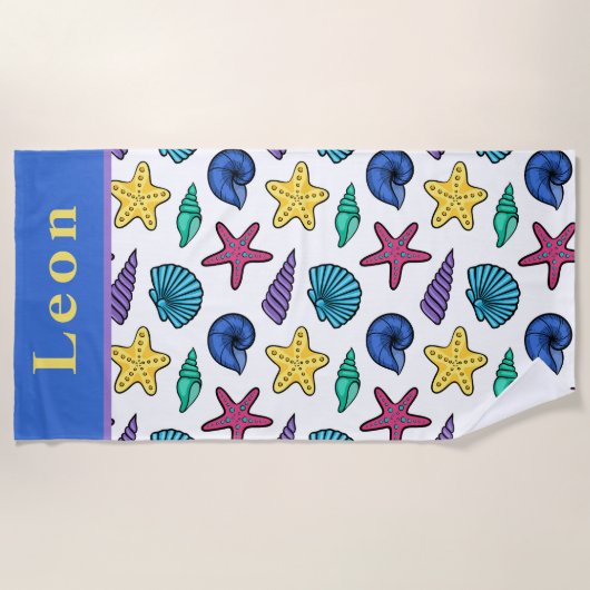 Personalisiertes Seashell Beach Handtuch (Vorderseite)