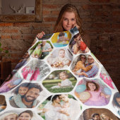 Personalisiertes Sechseck-Multi-Foto-Collage Fleecedecke