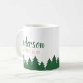 Personalisiertes See-Haus u. Kiefern-Baum-Tasse Kaffeetasse (Vorderseite Links)