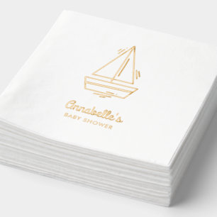 Personalisiertes Segelboot Baby Dusche Gold Napkin Servietten Mit Folie