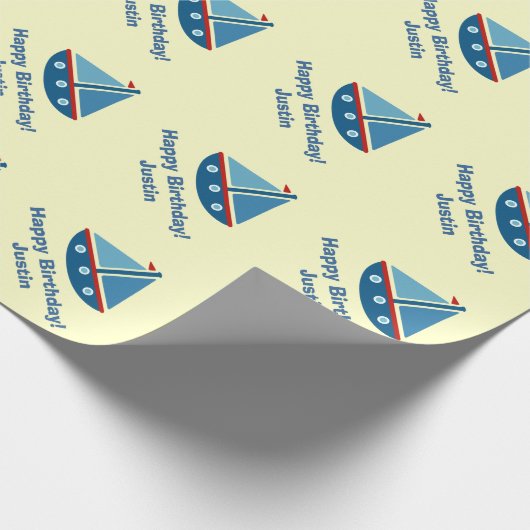 Personalisiertes Segelboot des Geschenkpapier (Ecke)