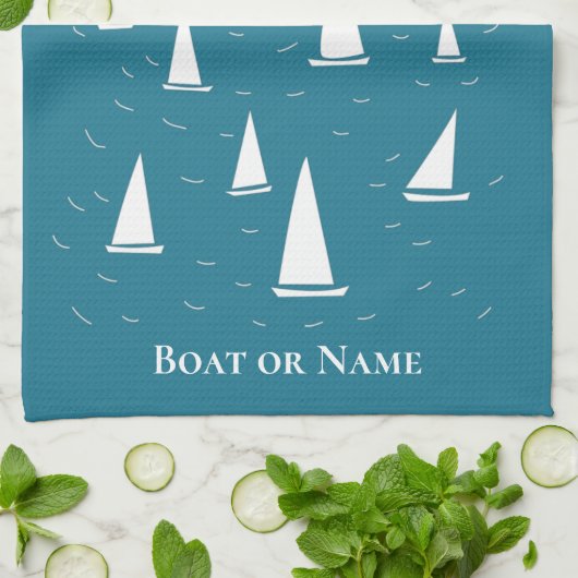 Personalisiertes Segelboot Geschirrtuch (Gefaltet)