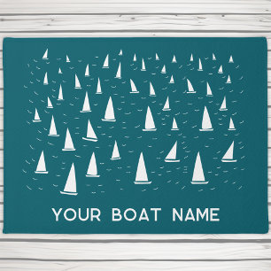 Personalisiertes Segelboot Name Nautic Aquamarin G Fußmatte