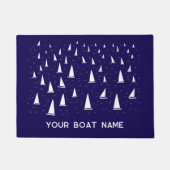 Personalisiertes Segelboot Name Nautical Navy Blau Fußmatte (Vorderseite)