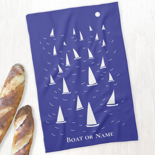 Personalisiertes Segelboot Nautical Geschirrtuch