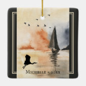 Personalisiertes Segelboot und Weihnachten Keramikornament (Rückseite)