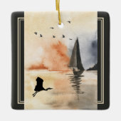 Personalisiertes Segelboot und Weihnachten Keramikornament (Vorderseite)