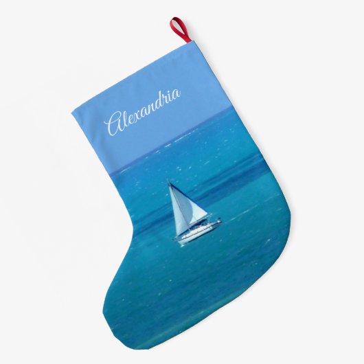 Personalisiertes Segeln Großer Weihnachtsstrumpf (Rückseite (Hängend))