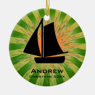 Personalisiertes Segelschiff Keramik Ornament