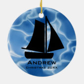 Personalisiertes Segelschiff Keramik Ornament (Hinten)