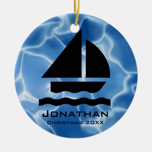 Personalisiertes Segelschiff Keramikornament (Vorne)
