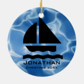 Personalisiertes Segelschiff Keramikornament (Hinten)