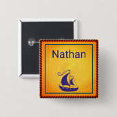 Personalisiertes Segelschiff mit Seilrahmen Button (Vorne & Hinten)