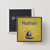 Personalisiertes Segelschiff mit Seilrahmen Button (Vorne & Hinten)