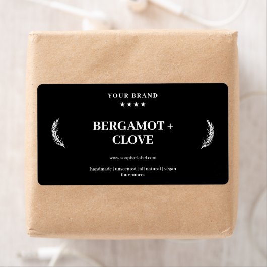 Personalisiertes Seifenetikett Schwarzer Hintergru (Insitu)