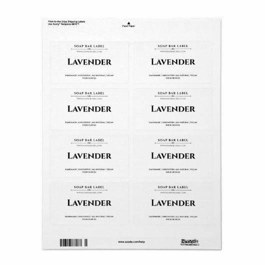 Personalisiertes Seifenetikett Weißer Hintergrund (Vorne)