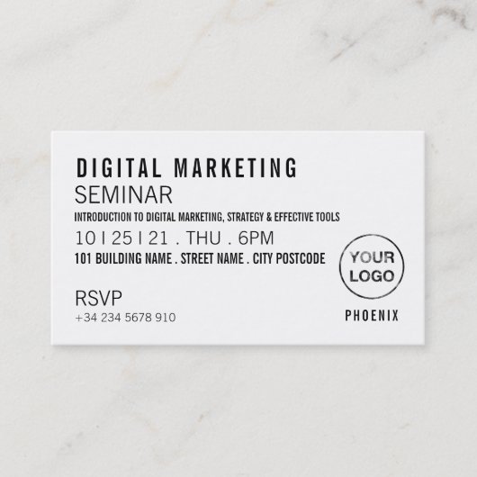 Personalisiertes Seminar/Konferenzticket Einladung (Vorderseite)