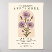 Personalisiertes September-Aster-Geburtsblumenpost Poster (Vorne)