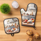 Personalisiertes Set aus 2 Küchen-Ofenhandschuhen  (Oben Unten)