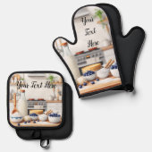 Personalisiertes Set aus 2 Küchen-Ofenhandschuhen (Vorderseite/Rückseite)