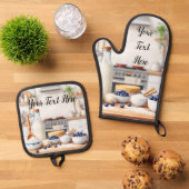 Personalisiertes Set aus 2 Küchen-Ofenhandschuhen (Oben Unten)