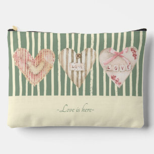 Personalisiertes Shabby-Chic-Herz und Streifen in Zubehörtasche